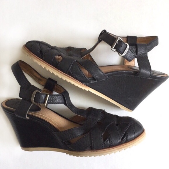 Frye Shoes - Frye | Maye Vintage Ankle Black Leather Wedge 8
